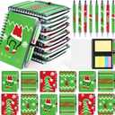 48 Pcs/24 Set Christmas Spiral Notepads Bulk Christmas Party Favors Gift Festive Christmas Theme Notebook with Sticky Note Notepad Ballpoint Pen for School Party Holiday Stocking Stuffer (Red & Green)