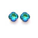 Genuine Austrian Crystal Earrings, Ultra Emerald AB, 12mm Cushion Cut, Drops Or Studs, Square Or Diamond, Assorted Finishes