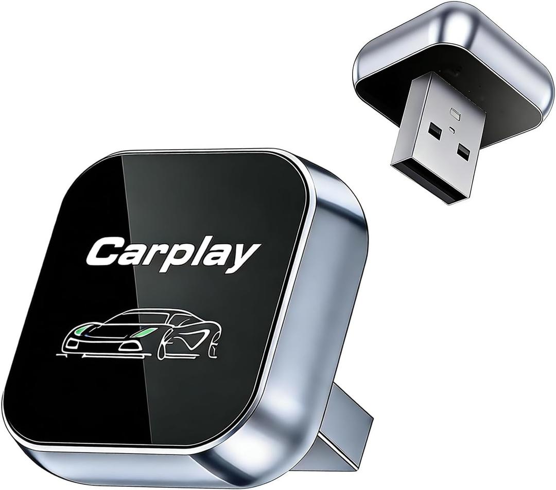 2026 Upgraded Wireless CarPlay Adapter for Apple iPhone, Plug and Play, Fast Auto-Connect, Realtek 8730E Chip Stable & No Latency, Wired to Wireless Adapter with USB-A/Type-C Port Gray-CT (CT106)