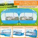 Lukovee Small Animals Playpen, Chicken Pen with Escape-Proof Detachable Bottom & 4 Zipper Doors, Breathable Foldable Portable Large Chicken Run Coop for Puppy Duck Kitten Rabbits Outdoor Yard (Blue)