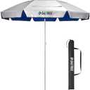 G4Free Heavy Duty Beach Umbrella for Sand, UPF 50+ UV Protection Sun Shelter Double Canopy with Air Vent and Push Button Tilt, 6.5 ft Portable Parasols with Carry Bag for Outdoor Patio Pool (Blue)