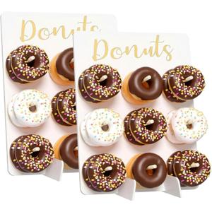 TourKing 2PCS Donut Wall Display Stand, Wooden Donut Wall Stand Wedding Party Decoration Display Board Can Accommodate 18 Donuts, Reusable, Durable