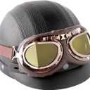 Motorcycle Goggles Vintage Pilot Glasses Anti Fog Dustproof ATV Off Road Motorbike Helmet Eyewear Cruiser Scooter Aviator Goggles Protect for Ridding Motorcross Racing (Brown) (1pcs Brown-yellow Lens)