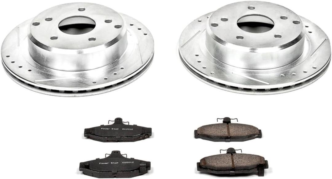 Power Stop K2600 Performance Brake Upgrade Kit; Rear; Incl. Silver Zinc Plated Cross-Drilled And Slotted Rotors w/Z16 Ceramic Scorched Brake Pads;