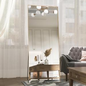 Full Length Standing Mirror 165 x 60 cm Large Gold Mirror Rectangular Mirror Hanging Standing or Leaning Bedroom Mirror Wall Mirror (Gold)