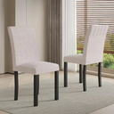 VECELO Upholstered Dining Chairs Set of 2, Modern Accent Parsons with Comfort Seat, Solid Wood Legs w/Rubber Footpads, for Living Room Kitchen, Beige