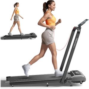 Acezoe Walking Pad Treadmill with Incline, 2 in 1 Foldable Treadmills for Home Small Office, 300lbs Portable Compact Under Desk Treadmill with App, Remote Control and LED Display
