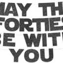 Happy 40th Birthday and Anniversary Party Black Glitter Banner