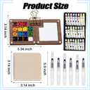 Tobeno1 Mini Watercolor Paint Set, Wooden Mini Portable Paint Palette Travel Kit, with Paint, Brush, Sketchbook & Copper Clip, for Beginners, Artists & Painting Enthusiasts (1 Set)