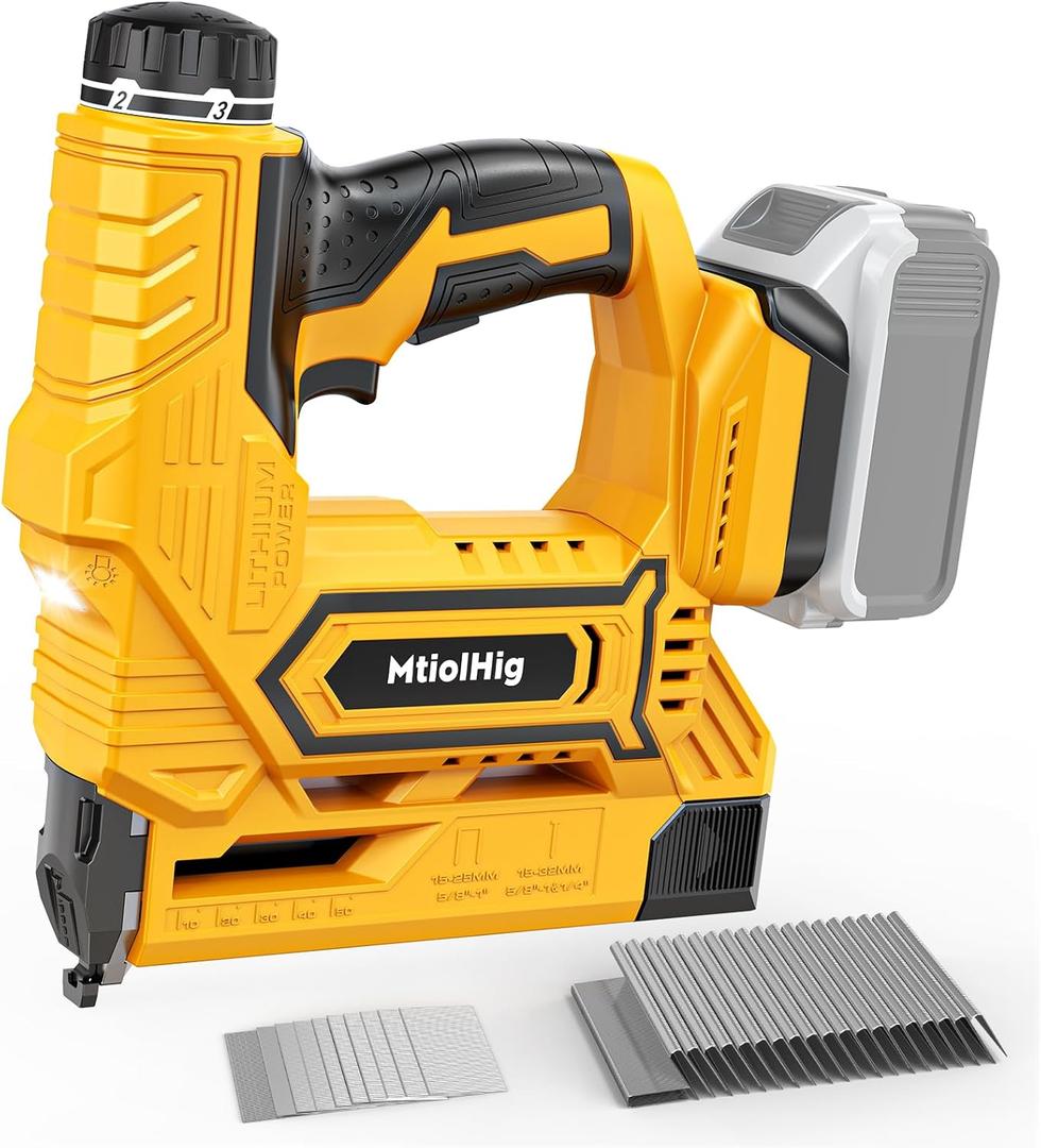 Cordless Brad Nailer 2-in-1 Compatible with Dewalt Battery, 5/8 to 1-1/4 Inch 18 Gauge Nail Gun with 2000 Nials for Wood Carpentry, Brushless, 2 Mode, Tool Only, 5.9LBS