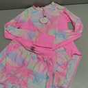 Girls Rash Guard Swimsuit 2 Piece Long Sleeve One Piece Bathing Suits with Swim Shorts Kids UPF 50+ Swimwear Sets  (Pink, M)