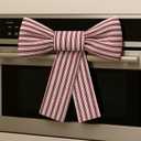 Hungdao 2 Pcs Christmas Kitchen Towels Bows Decor Christmas Decorative Dish Hand Towels Red and White Stripes Cabinet Bows for Xmas Bathroom and Kitchen Decor