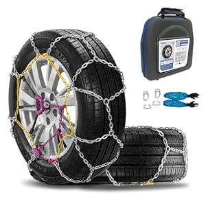 SNOCATENA Auto Tightening Snow Chains for Car – Quick Fit, Easy Installation, Reusable Universal Tire Chains for Winter Emergency Traction (Set of 2)