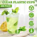200 Pack 9 oz Plastic Cups, Clear Plastic Cups Disposable, Clear Cup Cold/Hot Drinking Cup for Party, Wedding, Graduation, Travel, Holiday, Events, Birthday