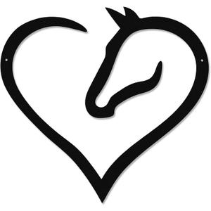 Zhengmy Metal Horse Heart Sign Decor for Art Wall Horse Head Western Room Decor Metal Hanging Pediments Decorative Hanging Ornaments for Home (Black)