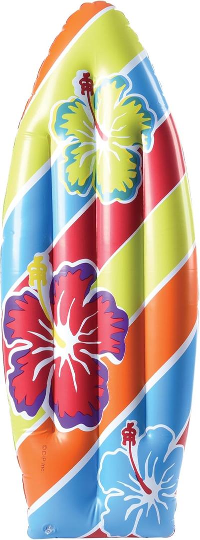 U. S. Toy Inflatable Surfboard Luau Decoration Theme Beach Pool Toy, Beach, Tropical, Hawaiian Party Decor, Inflatable Backyard Pool Toy, 3 Ft. Long, 1-Pack, 3 Years & Older