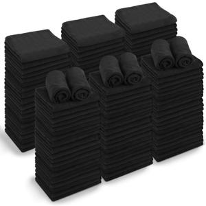 Moukeren 72 Pack Black Hand Towels, 16 x 27 Inch Bath Towels Bulk for Salon, Facial, Gym, Spa, Hotel, Kitchen, Quick Dry, Soft, and Absorbent