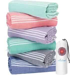 Antfuny 6 Packs Turkish Beach Towels Yoga Blanket Gym Workout Towel 2024 Women Birthday Gift Ideas for Mom Day Mother Grandma Wife Sister Girlfriend Her Friend Appreciation Thank You