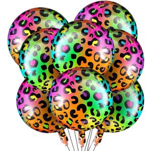 8 Pcs 18 Inch Neon Rainbow Leopard Birthday Foil Balloons Color Cheetah Balloons Cheetah Birthday Decorations Neon Rainbow Leopard Decorations Supplies for Party