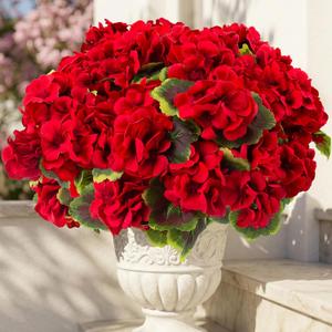 lovemoon 8 Pcs Artificial Geranium Plant Realistic Silk Flowers for Outside UV Resistant Faux Geraniums Flowers for Indoor Outdoor Home Garden Office Decoration (8, Red)