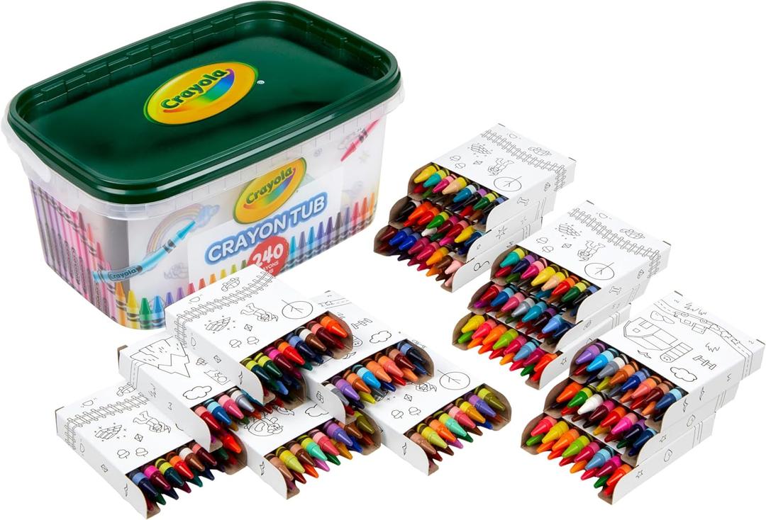 Crayola Crayon Tub (240ct), Bulk Crayons for Kids, Spring Craft Supplies, Classroom Coloring Gifts for Kids & Toddlers, Ages 3+ [Amazon Exclusive]