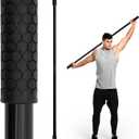 Yoga Stick, 5ft Exercise Stick for Mobility, Stretching Stick with Non-Slip Ends, Exercise Dowel for Pilates, Balance Pole and Stretch Bar for Stretching Equipment (1 PCS 58 inches Natural Bamboo Black)