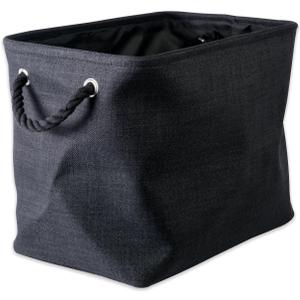 DII Collapsible Variegated Polyester Storage Bin, Large, Black