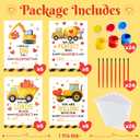 GOGREENWOVEN Valentines Day Gifts 24 Pack Construction Wood Painting Craft Kits Valentines Cards with Art Supplies Gifts Party Favors