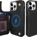 for iPhone 14Pro Max Magnetic Flip Wallet Case 6.7", Compatible with MagSafe, Leather Card Holder Kickstand for iPhone 14 Pro Max (Black, iPhone 14 Pro Max)