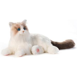 Chongker Interactive Companion Robot Cat Pets, Handmade Weighted Stuffed Animals, Cat Plush Toy with Voice Response, Realistic Heartbeat and Purring, Ragdoll Cat
