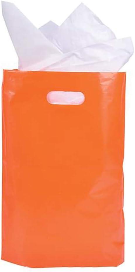 Plastic Bags, Die Cut Handle, Glossy Plastic High Density Shopping Merchandise Goodie Bag, 9" x 12" Inches