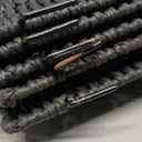 28in Christmas Tree Collar - Wicker Woven Tree Collars for Artificial Trees - Handmade Rattan Rustic Farmhouse Basket for Tree Base Cover with Cord Cut-Out for 6ft 7.5ft 8ft Trees (Black)