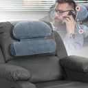 HOMBYS Neck Pillow for Recliner, Headrest Pillow Support Head Neck & Shoulder, Adjustable Neck Pillow with Soft Plush Fabric and Supportive Filling,Design for Recliner Sofa Armchair, Gray (15.7"x8"x3", Grey Blue)