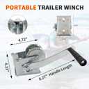 500lbs Capacity Boat Trailer Winch Small Hand Winch Without Cable,Ratio 4.1:1 Gear Crank Strap Gear Winch One-Way Ratchet Manual Operated