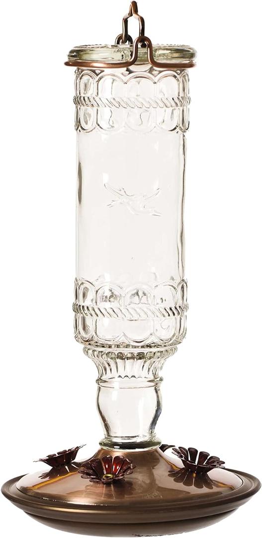 Perky-Pet 8107-1SR Antique Glass Bottle Hummingbird Feeder - Outdoor Garden Dcor Hummingbird Feeder (10.00 x 5.50 x 5.50 Inches)