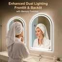Arched LED Lighted Bathroom Mirror with Lights 24"x36"Smart Anti-Fog