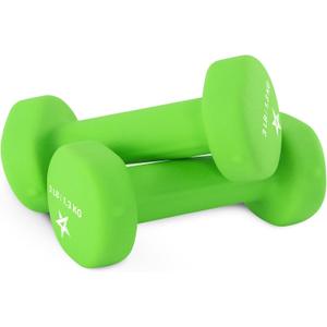 Yes4All Neoprene Coated Dumbbell Hand Weight Sets of 2 - Multiple Weight Options with 15 Colors, Anti-roll, Anti-Slip, Hexagon Shape (B. Light Green - 3lbs - Pair)