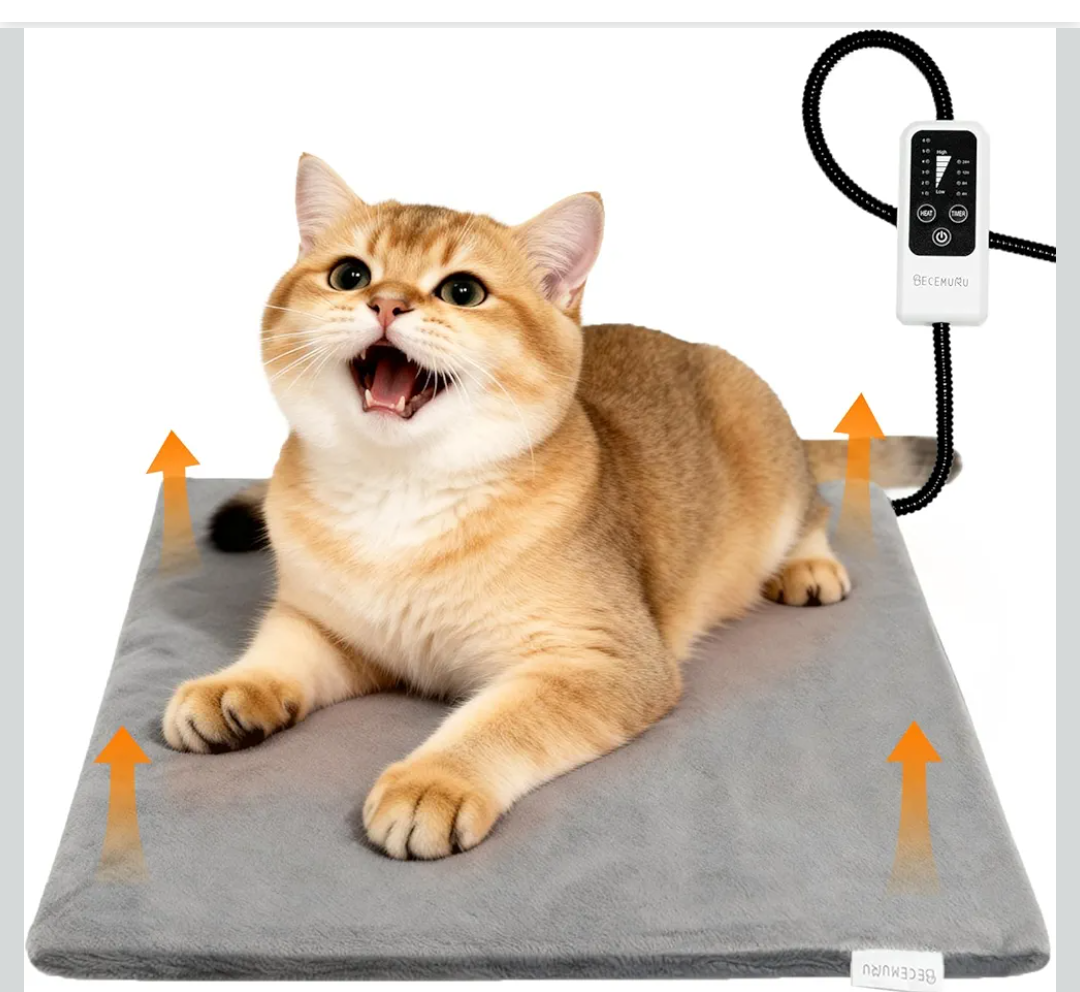 Pet Heating Pad for Dogs & Cats, 24"x18" Waterproof Heated Bed with 6-Temp & Timer, Chew-Resistant Cord Electric Warm Bed for Senior Pets, Soothing Pain Relief for Arthritis