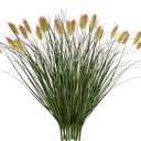 Ttranewsoo Artificial Grass, Fake Grass, Artificial Shrubs, Wheatgrass Cattails Fake Grass Decorations, Artificial Plants, Ornamental Grass, Outdoor Fake Grass, Green Leafy Decorations (12PCS)