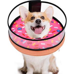 Dog Cone, Dog Surgery Collar, Inflatable Cones for Small Medium Large Dogs, Pink Doughnut Dog Recovery Collar, Does not Impede Vision