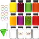 EkkoVla 12 Pack 4 OZ Glass Shot Bottles with Lids for Liquids, 120 ML Wide Mouth Jars with Caps, Reusable Small Clear Juice Shot Bottles for Juice, Sample, Whiskey - Travel