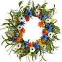 Floralies 20" Handmade Spring Summer Wreaths for Front Door Farmhouse Wreaths Floral Flower Daisy Spring Indoor Wreath Home Dcor