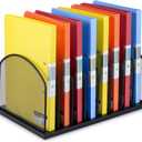 Huron 8-Slot Vertical File Binder Organizer Storage, Black Steel Mesh