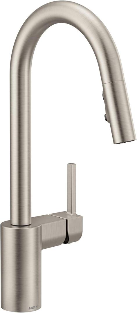 Moen Align Spot Resist Stainless One-Handle Modern Kitchen Pulldown Faucet with Retractable Reflex Docking System and Power Boost Spray Technology for a Faster Clean, 7565SRS