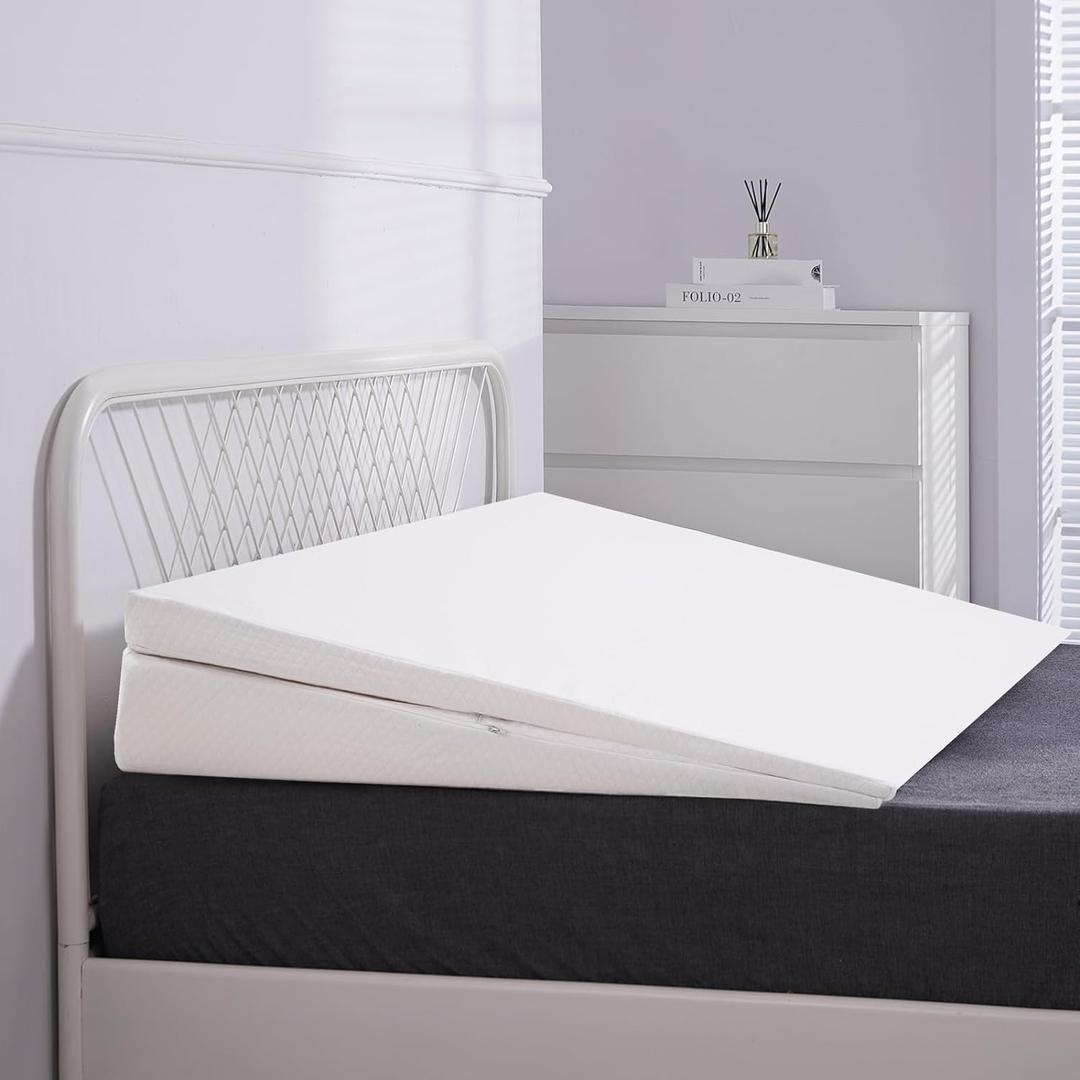 SUNYRISY Adjustable Wide Size Bed Wedge Pillow, Wedge Mattress Topper with Washable Cover, Mattress Wedge Lifter, Inclined Mattress Elevator for Acid Reflux, Neck & Back Pain, Anti-snoring, Twin, TWIN 39*32*7.5in
