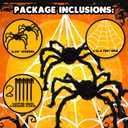 ArtCreativity Giant Spider Halloween Decorations, Includes Two 24" Spiders and a 16.4' Spider Web, Outdoor Spider Web Decoration with 2 Giant Spiders, Outdoor Halloween Decorations for Haunted House