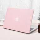 Seorsok Compatible with MacBook Pro 13 inch Case M2 2023,2022,2021-2016 A2338 M1 A2251 A2289 A2159 A1989 A1708 A1706,Elegant Leather Plastic Hard Shell&Transparent Keyboard Cover,Pink Woven Fabric