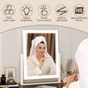 FENNIO Vanity Mirror with Lights - 17"x13" Lighted Makeup Mirror, Makeup Mirror with Lights, Touch Screen with 3-Color Lighting, Dimmable,Desk Mirror with Light for Vanity Tabletop