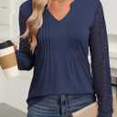 ANRABESS Women Long Sleeve Shirts V Neck Pleated Tunic Top Business Dressy Casual Blouse 2025 Fall Fashion Outfits (XL)