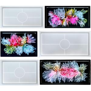 Durable Resin Tray Molds, 3 Pcs Silicone Tray Molds for Epoxy Concrete Trinket Tray Mold, Rectangle Resin Coaster Molds for DIY Jewelry Trinket Dish,Home Decor, DIY Gift